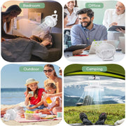 Ventilatore da campeggio per tenda portatile da esterno ricaricabile multifunzionale a LED, Black, White