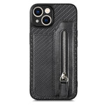 Custodia per cellulare a portafoglio con cerniera orizzontale in fibra di carbonio, For iPhone 14, For iPhone 14 Pro, For iPhone 14 Plus, For iPhone 14 Pro Max