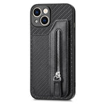 Custodia per cellulare a portafoglio con cerniera orizzontale in fibra di carbonio, For iPhone 14, For iPhone 14 Pro, For iPhone 14 Plus, For iPhone 14 Pro Max