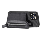 Custodia per cellulare a portafoglio con cerniera orizzontale in fibra di carbonio, For iPhone 14, For iPhone 14 Pro, For iPhone 14 Plus, For iPhone 14 Pro Max