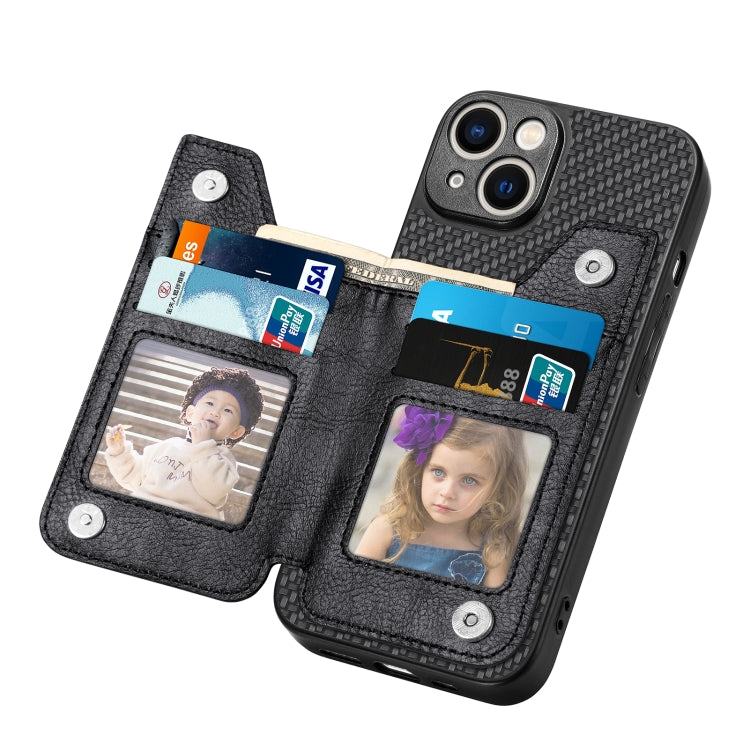 Custodia per cellulare a portafoglio con cerniera orizzontale in fibra di carbonio, For iPhone 14, For iPhone 14 Pro, For iPhone 14 Plus, For iPhone 14 Pro Max