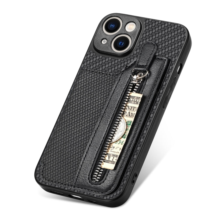 Custodia per cellulare a portafoglio con cerniera orizzontale in fibra di carbonio, For iPhone 14, For iPhone 14 Pro, For iPhone 14 Plus, For iPhone 14 Pro Max