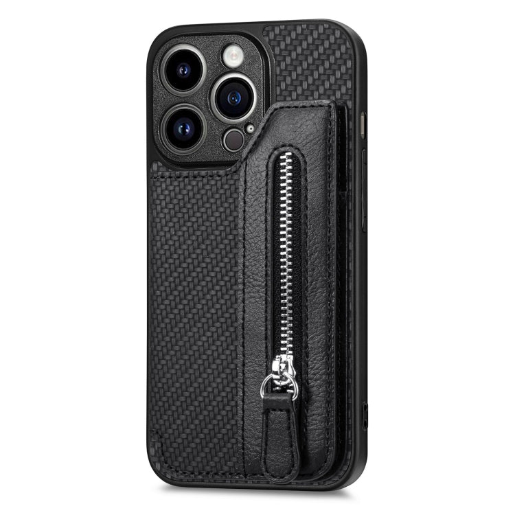 Custodia per cellulare a portafoglio con cerniera orizzontale in fibra di carbonio, For iPhone 14, For iPhone 14 Pro, For iPhone 14 Plus, For iPhone 14 Pro Max