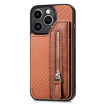 Custodia per cellulare a portafoglio con cerniera orizzontale in fibra di carbonio, For iPhone 14, For iPhone 14 Pro, For iPhone 14 Plus, For iPhone 14 Pro Max