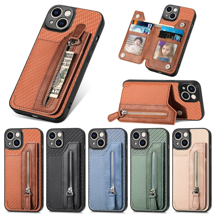 Custodia per cellulare a portafoglio con cerniera orizzontale in fibra di carbonio, For iPhone 13, For iPhone 13 mini, For iPhone 13 Pro, For iPhone 13 Pro Max