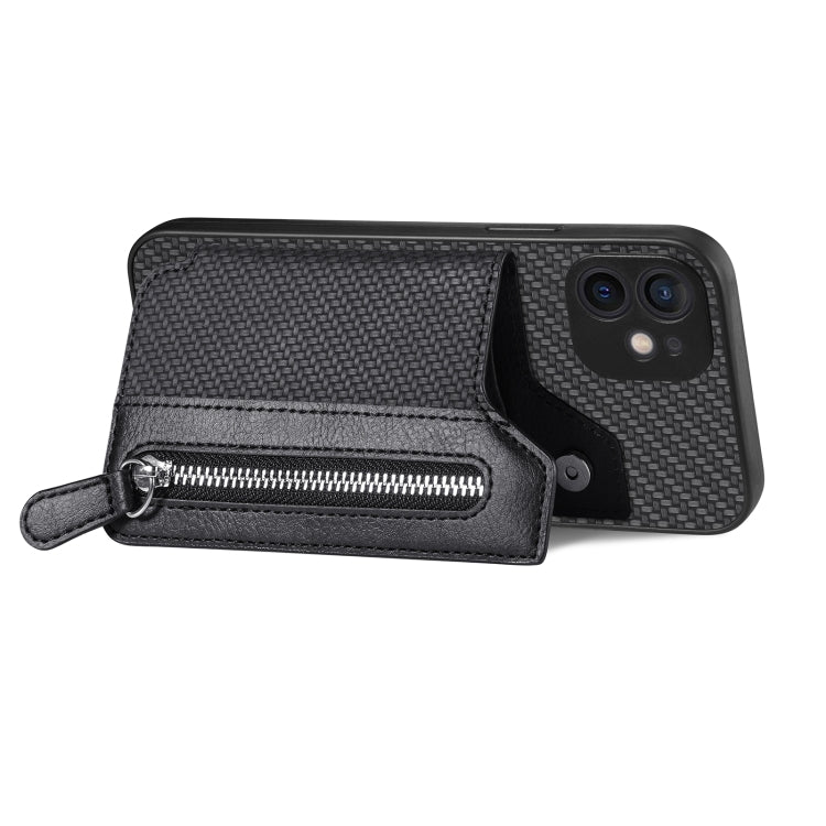 Custodia per cellulare a portafoglio con cerniera orizzontale in fibra di carbonio, For iPhone 12 mini, For iPhone 12, For iPhone 12 Pro, For iPhone 12 Pro Max