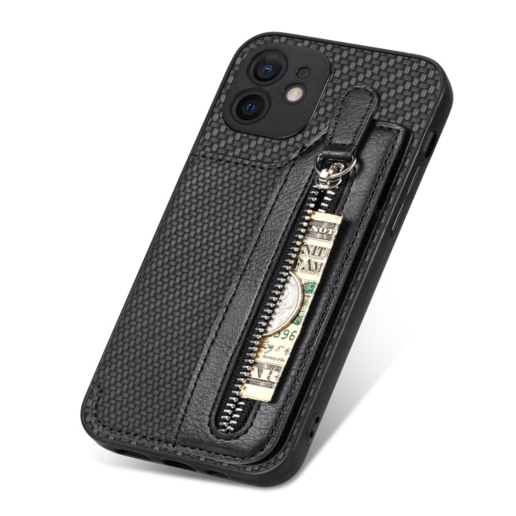 Custodia per cellulare a portafoglio con cerniera orizzontale in fibra di carbonio, For iPhone 12 mini, For iPhone 12, For iPhone 12 Pro, For iPhone 12 Pro Max