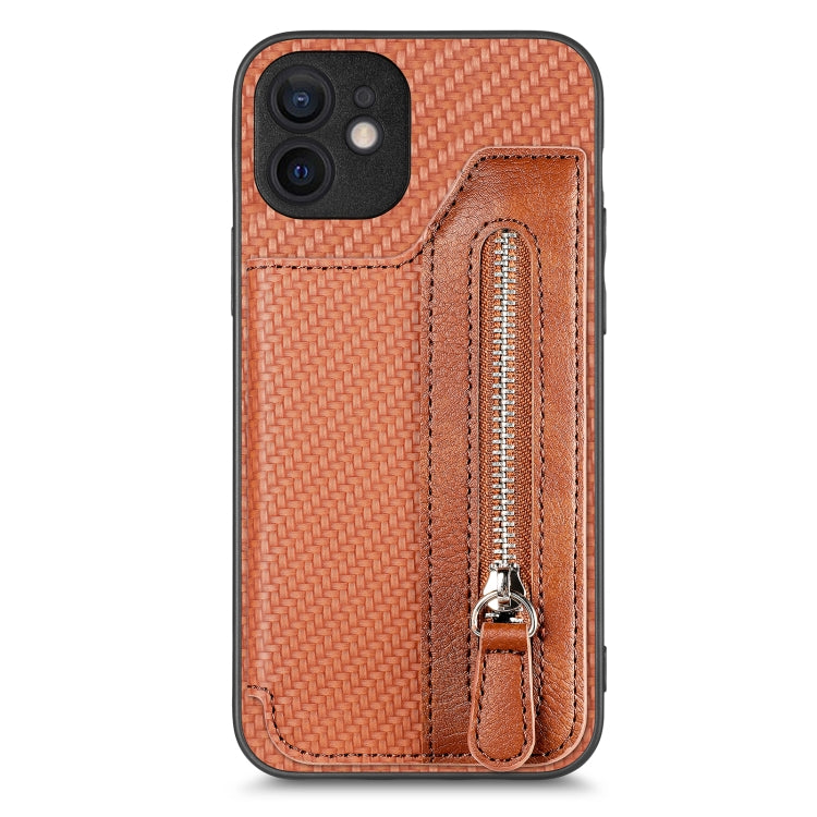Custodia per cellulare a portafoglio con cerniera orizzontale in fibra di carbonio, For iPhone 12 mini, For iPhone 12, For iPhone 12 Pro, For iPhone 12 Pro Max