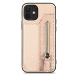 Custodia per cellulare a portafoglio con cerniera orizzontale in fibra di carbonio, For iPhone 12 mini, For iPhone 12, For iPhone 12 Pro, For iPhone 12 Pro Max