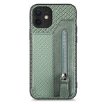 Custodia per cellulare a portafoglio con cerniera orizzontale in fibra di carbonio, For iPhone 12 mini, For iPhone 12, For iPhone 12 Pro, For iPhone 12 Pro Max