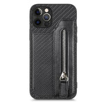 Custodia per cellulare a portafoglio con cerniera orizzontale in fibra di carbonio, For iPhone 12 mini, For iPhone 12, For iPhone 12 Pro, For iPhone 12 Pro Max
