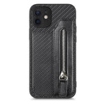 Custodia per cellulare a portafoglio con cerniera orizzontale in fibra di carbonio, For iPhone 11, For iPhone 11 Pro, For iPhone 11 Pro  Max, For iPhone X / XS