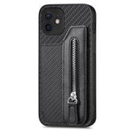 Custodia per cellulare a portafoglio con cerniera orizzontale in fibra di carbonio, For iPhone 11, For iPhone 11 Pro, For iPhone 11 Pro  Max, For iPhone X / XS