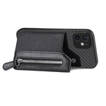 Custodia per cellulare a portafoglio con cerniera orizzontale in fibra di carbonio, For iPhone 11, For iPhone 11 Pro, For iPhone 11 Pro  Max, For iPhone X / XS