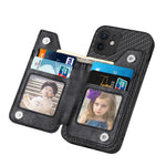 Custodia per cellulare a portafoglio con cerniera orizzontale in fibra di carbonio, For iPhone 11, For iPhone 11 Pro, For iPhone 11 Pro  Max, For iPhone X / XS