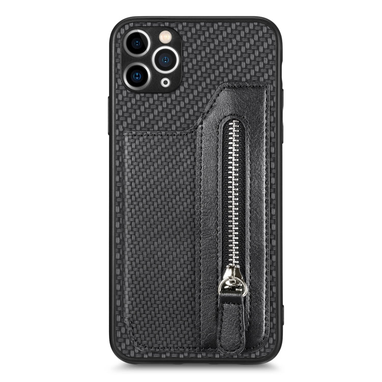 Custodia per cellulare a portafoglio con cerniera orizzontale in fibra di carbonio, For iPhone 11, For iPhone 11 Pro, For iPhone 11 Pro  Max, For iPhone X / XS