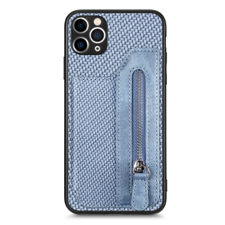 Custodia per cellulare a portafoglio con cerniera orizzontale in fibra di carbonio, For iPhone 11, For iPhone 11 Pro, For iPhone 11 Pro  Max, For iPhone X / XS