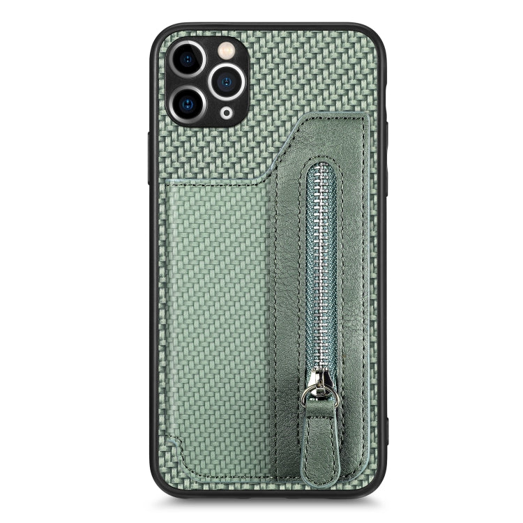 Custodia per cellulare a portafoglio con cerniera orizzontale in fibra di carbonio, For iPhone 11, For iPhone 11 Pro, For iPhone 11 Pro  Max, For iPhone X / XS
