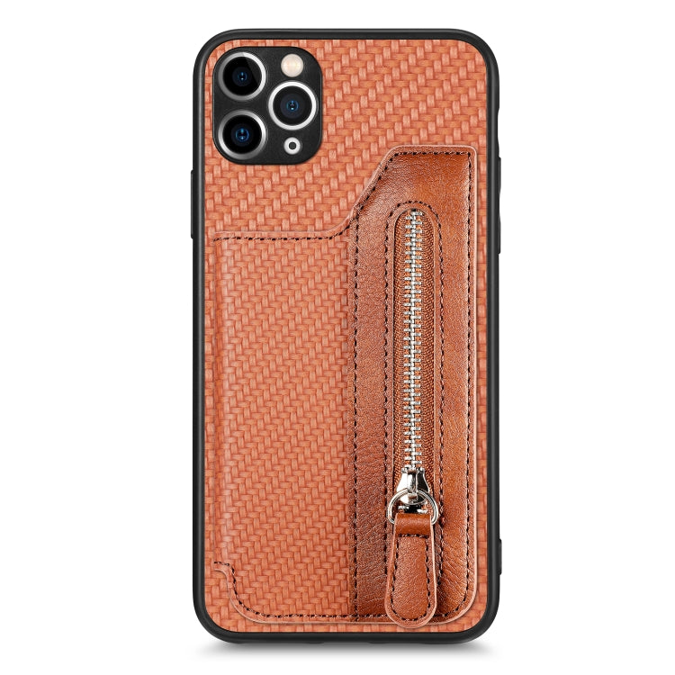 Custodia per cellulare a portafoglio con cerniera orizzontale in fibra di carbonio, For iPhone 11, For iPhone 11 Pro, For iPhone 11 Pro  Max, For iPhone X / XS