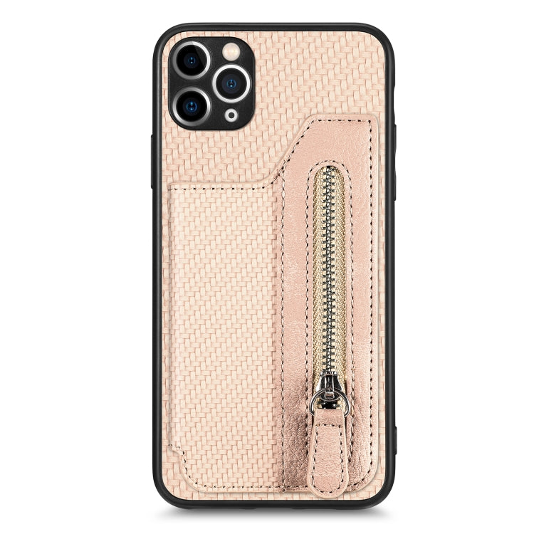 Custodia per cellulare a portafoglio con cerniera orizzontale in fibra di carbonio, For iPhone 11, For iPhone 11 Pro, For iPhone 11 Pro  Max, For iPhone X / XS
