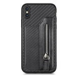 Custodia per cellulare a portafoglio con cerniera orizzontale in fibra di carbonio, For iPhone 11, For iPhone 11 Pro, For iPhone 11 Pro  Max, For iPhone X / XS