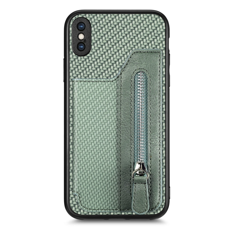 Custodia per cellulare a portafoglio con cerniera orizzontale in fibra di carbonio, For iPhone 11, For iPhone 11 Pro, For iPhone 11 Pro  Max, For iPhone X / XS
