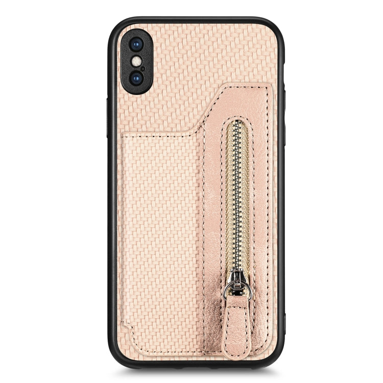 Custodia per cellulare a portafoglio con cerniera orizzontale in fibra di carbonio, For iPhone 11, For iPhone 11 Pro, For iPhone 11 Pro  Max, For iPhone X / XS