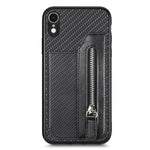 Custodia per cellulare a portafoglio con cerniera orizzontale in fibra di carbonio, For iPhone XR, For iPhone XS Max, For iPhone SE 2022 / 2020 / 7 / 8, For iPhone 7 Plus / 8 Plus
