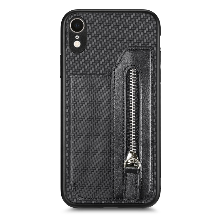 Custodia per cellulare a portafoglio con cerniera orizzontale in fibra di carbonio, For iPhone XR, For iPhone XS Max, For iPhone SE 2022 / 2020 / 7 / 8, For iPhone 7 Plus / 8 Plus