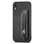 Custodia per cellulare a portafoglio con cerniera orizzontale in fibra di carbonio, For iPhone XR, For iPhone XS Max, For iPhone SE 2022 / 2020 / 7 / 8, For iPhone 7 Plus / 8 Plus
