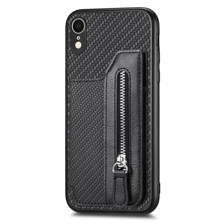 Custodia per cellulare a portafoglio con cerniera orizzontale in fibra di carbonio, For iPhone XR, For iPhone XS Max, For iPhone SE 2022 / 2020 / 7 / 8, For iPhone 7 Plus / 8 Plus