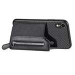 Custodia per cellulare a portafoglio con cerniera orizzontale in fibra di carbonio, For iPhone XR, For iPhone XS Max, For iPhone SE 2022 / 2020 / 7 / 8, For iPhone 7 Plus / 8 Plus