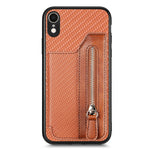 Custodia per cellulare a portafoglio con cerniera orizzontale in fibra di carbonio, For iPhone XR, For iPhone XS Max, For iPhone SE 2022 / 2020 / 7 / 8, For iPhone 7 Plus / 8 Plus