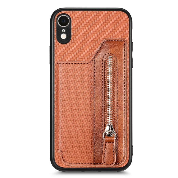 Custodia per cellulare a portafoglio con cerniera orizzontale in fibra di carbonio, For iPhone XR, For iPhone XS Max, For iPhone SE 2022 / 2020 / 7 / 8, For iPhone 7 Plus / 8 Plus