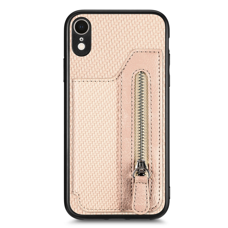 Custodia per cellulare a portafoglio con cerniera orizzontale in fibra di carbonio, For iPhone XR, For iPhone XS Max, For iPhone SE 2022 / 2020 / 7 / 8, For iPhone 7 Plus / 8 Plus