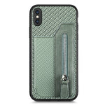 Custodia per cellulare a portafoglio con cerniera orizzontale in fibra di carbonio, For iPhone XR, For iPhone XS Max, For iPhone SE 2022 / 2020 / 7 / 8, For iPhone 7 Plus / 8 Plus