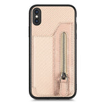 Custodia per cellulare a portafoglio con cerniera orizzontale in fibra di carbonio, For iPhone XR, For iPhone XS Max, For iPhone SE 2022 / 2020 / 7 / 8, For iPhone 7 Plus / 8 Plus
