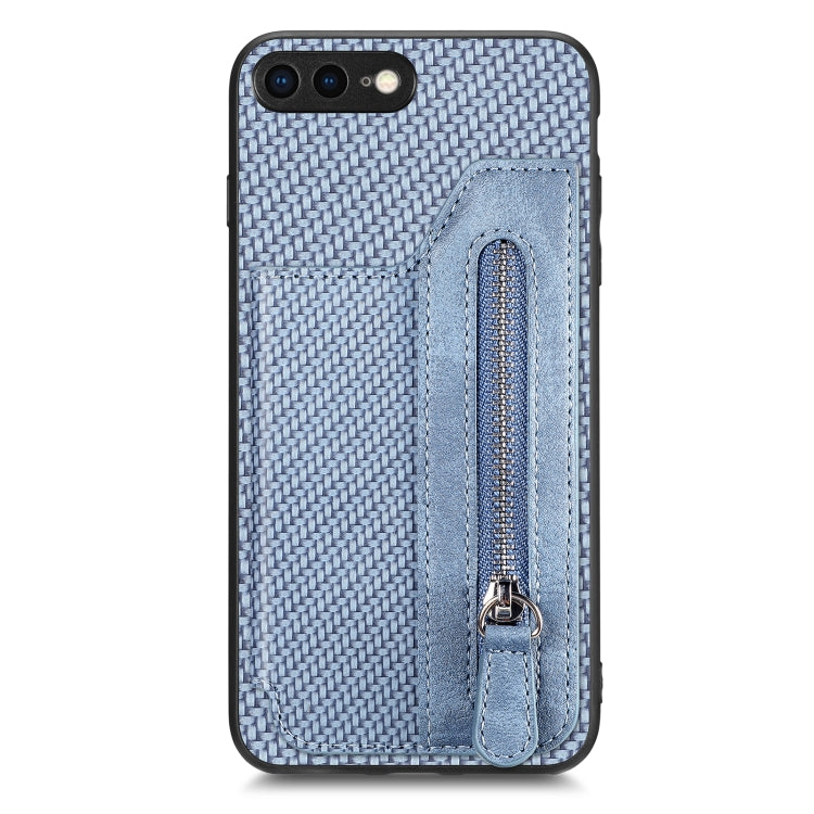Custodia per cellulare a portafoglio con cerniera orizzontale in fibra di carbonio, For iPhone XR, For iPhone XS Max, For iPhone SE 2022 / 2020 / 7 / 8, For iPhone 7 Plus / 8 Plus