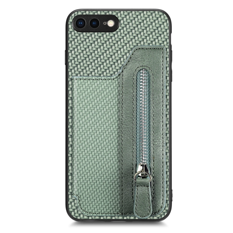 Custodia per cellulare a portafoglio con cerniera orizzontale in fibra di carbonio, For iPhone XR, For iPhone XS Max, For iPhone SE 2022 / 2020 / 7 / 8, For iPhone 7 Plus / 8 Plus