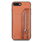 Custodia per cellulare a portafoglio con cerniera orizzontale in fibra di carbonio, For iPhone XR, For iPhone XS Max, For iPhone SE 2022 / 2020 / 7 / 8, For iPhone 7 Plus / 8 Plus