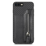 Custodia per cellulare a portafoglio con cerniera orizzontale in fibra di carbonio, For iPhone XR, For iPhone XS Max, For iPhone SE 2022 / 2020 / 7 / 8, For iPhone 7 Plus / 8 Plus