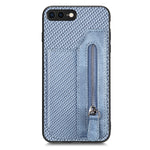 Custodia per cellulare a portafoglio con cerniera orizzontale in fibra di carbonio, For iPhone XR, For iPhone XS Max, For iPhone SE 2022 / 2020 / 7 / 8, For iPhone 7 Plus / 8 Plus