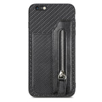 Custodia per cellulare a portafoglio con cerniera orizzontale in fibra di carbonio, For iPhone 6 / 6s, For iPhone 6 Plus / 6s Plus