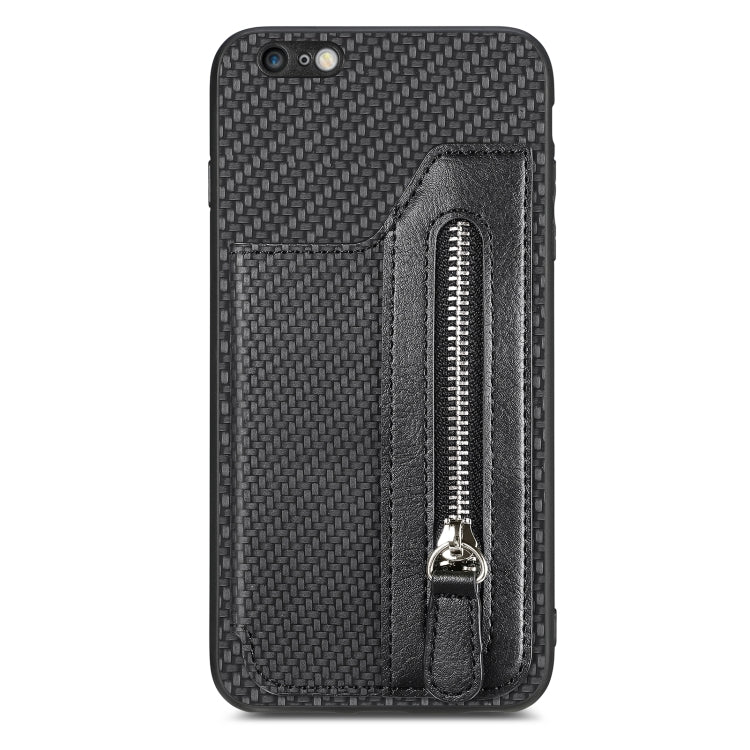Custodia per cellulare a portafoglio con cerniera orizzontale in fibra di carbonio, For iPhone 6 / 6s, For iPhone 6 Plus / 6s Plus