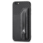 Custodia per cellulare a portafoglio con cerniera orizzontale in fibra di carbonio, For iPhone 6 / 6s, For iPhone 6 Plus / 6s Plus