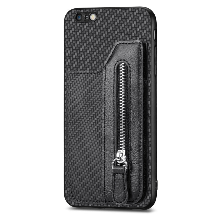 Custodia per cellulare a portafoglio con cerniera orizzontale in fibra di carbonio, For iPhone 6 / 6s, For iPhone 6 Plus / 6s Plus