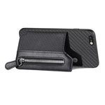 Custodia per cellulare a portafoglio con cerniera orizzontale in fibra di carbonio, For iPhone 6 / 6s, For iPhone 6 Plus / 6s Plus