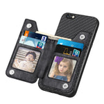Custodia per cellulare a portafoglio con cerniera orizzontale in fibra di carbonio, For iPhone 6 / 6s, For iPhone 6 Plus / 6s Plus