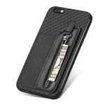 Custodia per cellulare a portafoglio con cerniera orizzontale in fibra di carbonio, For iPhone 6 / 6s, For iPhone 6 Plus / 6s Plus