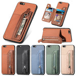 Custodia per cellulare a portafoglio con cerniera orizzontale in fibra di carbonio, For iPhone 6 / 6s, For iPhone 6 Plus / 6s Plus